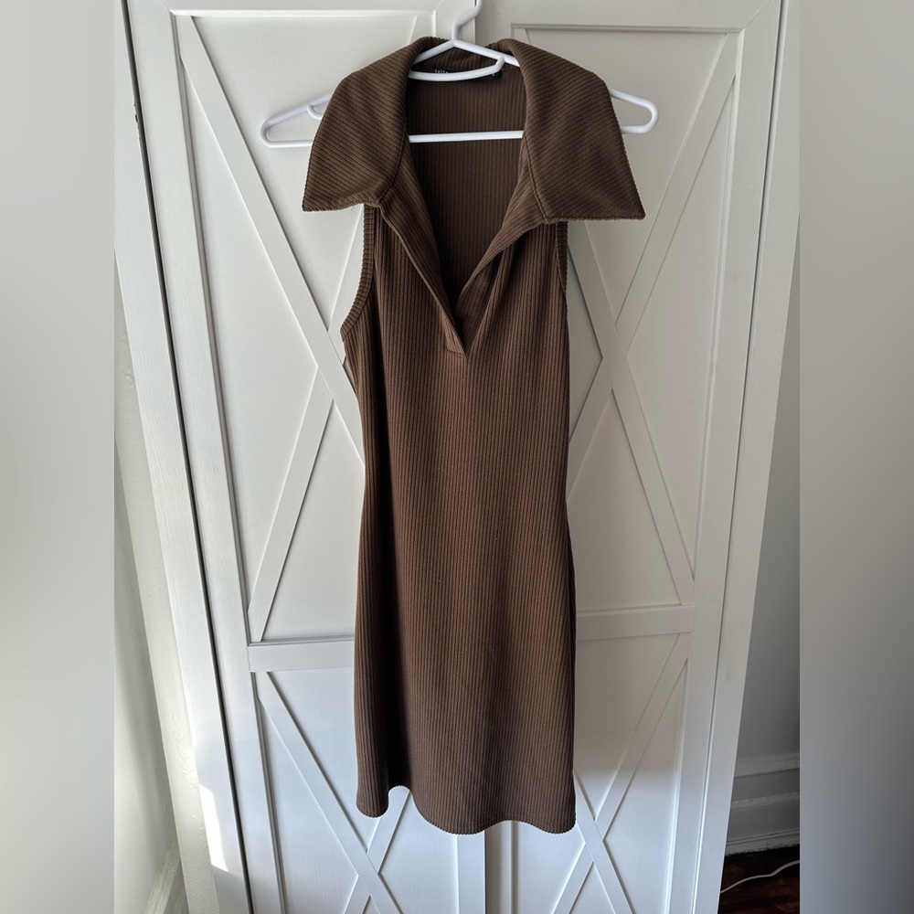 Ribbed Collard Mini Dress